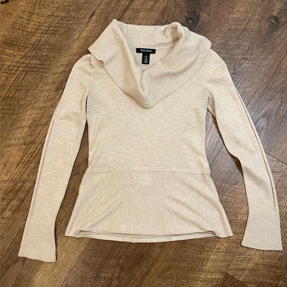 White House Black Market Beige/Tan Cowl Neck Sweater - XS